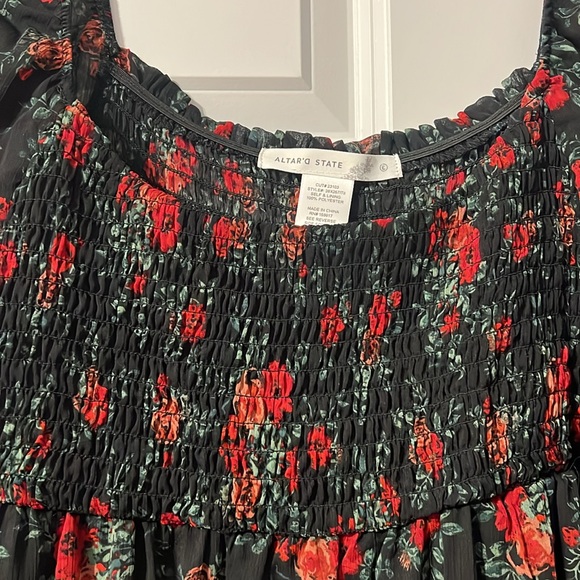 Altar’d State floral, black long sleeve dress - Picture 7 of 10